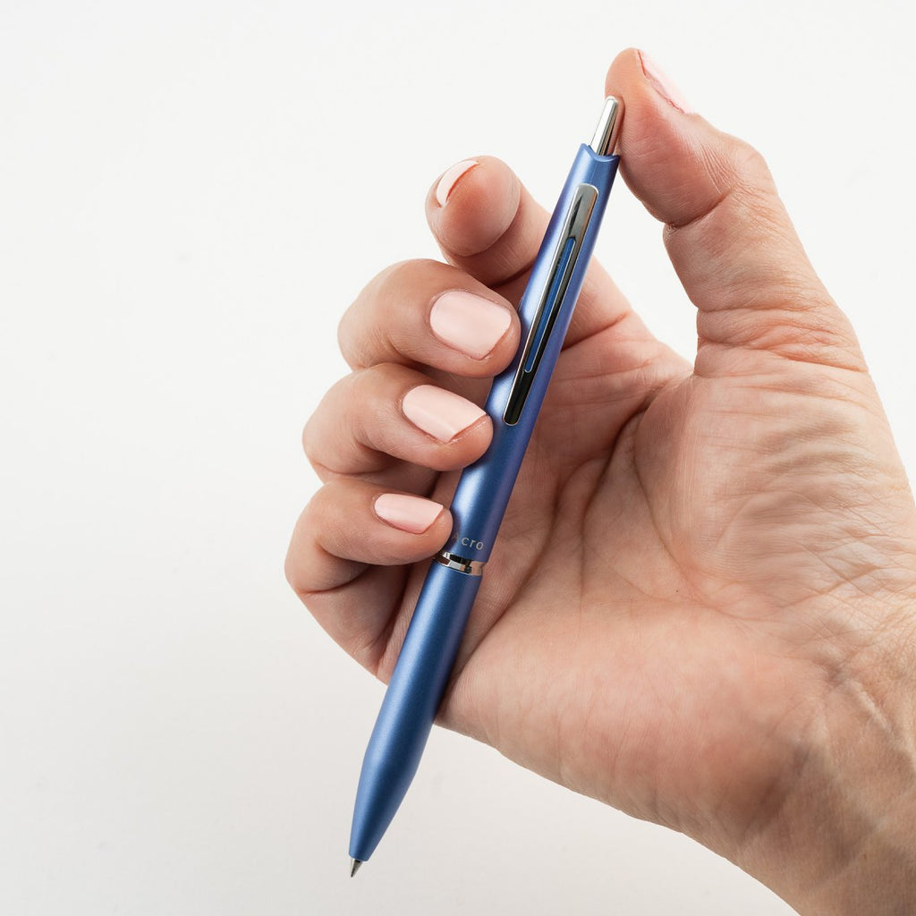 PILOT Acro 1000 Retractable Ballpoint Extra Fine Metallic Soft Blue Barrel Silver Accent Black Ink