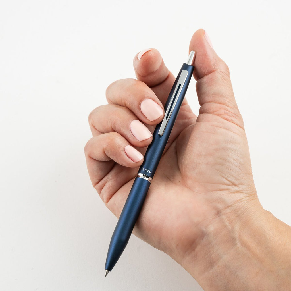 PILOT Acro 1000 Retractable Ballpoint Extra Fine Navy Barrel Silver Accent Black Ink