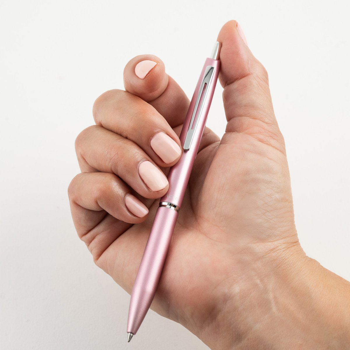 PILOT Acro 1000 Retractable Ballpoint Fine Metallic Pink Barrel Silver Accent Black Ink