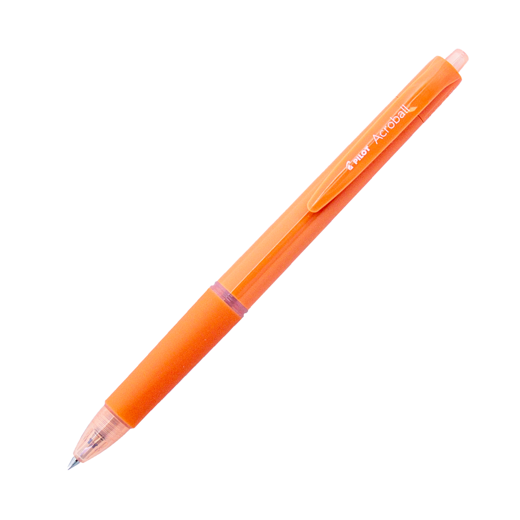 PILOT Acroball 150 Hybrid Retractable Ballpoint Extra Fine Coral Orange Barrel Black Ink Box of 10