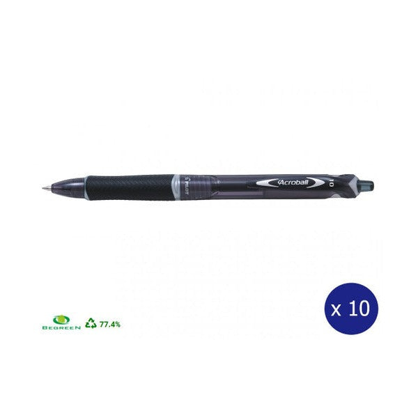 Pilot BegreeN Acroball Retractable Ballpoint Pen Medium Black Box of 10