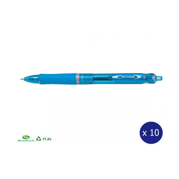 Pilot BegreeN Acroball Retractable Ballpoint Pen Medium Light Blue Box of 10