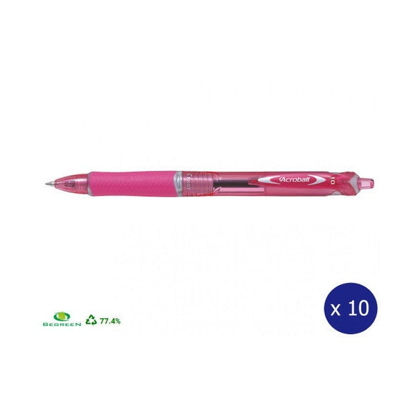 Pilot BegreeN Acroball Retractable Ballpoint Pen Medium Pink Box of 10