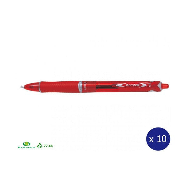 Pilot BegreeN Acroball Retractable Ballpoint Pen Medium Red Box of 10