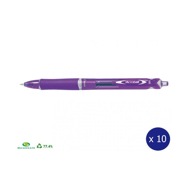 Pilot BegreeN Acroball Retractable Ballpoint Pen Medium Violet Box of 10