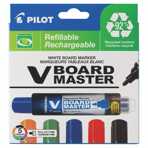 Pilot BegreeN V Board Master Whiteboard Marker Bullet Medium Assorted Pack of 5 with Eraser Kit