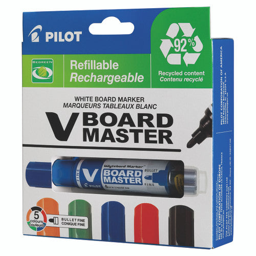 Pilot BegreeN V Board Master Whiteboard Marker Bullet Medium Assorted Pack of 5 with Eraser Kit