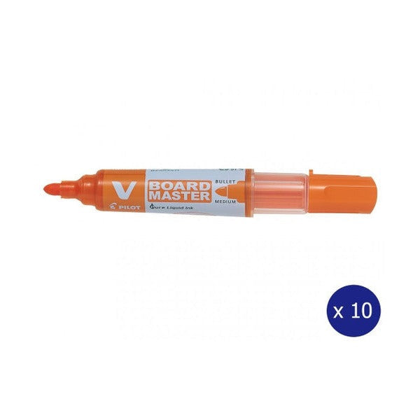 Pilot BegreeN V Board Master Whiteboard Marker Bullet Medium Orange Box of 10