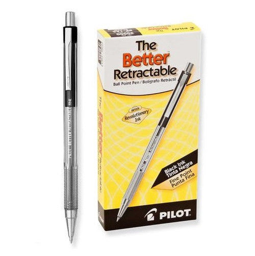 Pilot BP-145 Retractable Ballpoint Pen Fine Black Box of 12