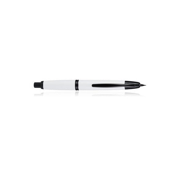 Pilot Capless Black Accent Fountain Pen Gloss White Barrel Medium Nib