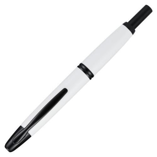 Pilot Capless Black Accent Fountain Pen Gloss White Barrel Medium Nib