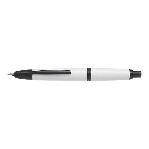 Pilot Capless Black Accent Fountain Pen Gloss White Barrel Stub Nib