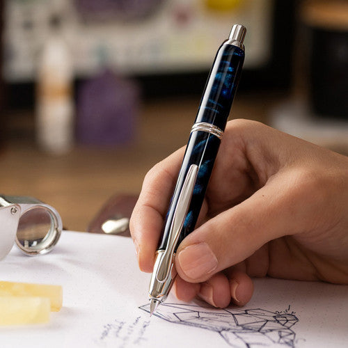 Pilot Capless SE Fountain Pen Marble Blue Barrel Medium Nib