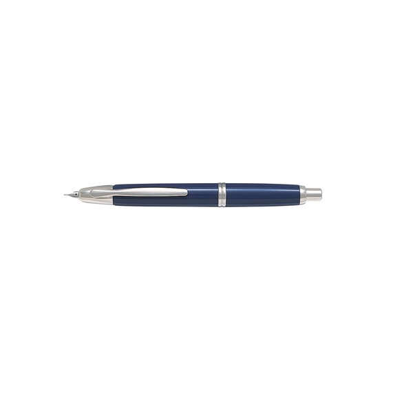 Pilot Capless Silver Accent Fountain Pen Blue Barrel Medium Nib