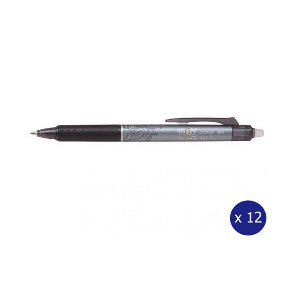 Pilot FriXion Clicker Erasable Retractable Gel Pen Extra Fine Black Box of 12