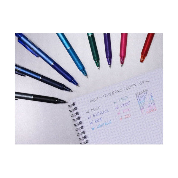 Pilot FriXion Clicker Erasable Retractable Gel Pen Extra Fine Blue Black Box of 12