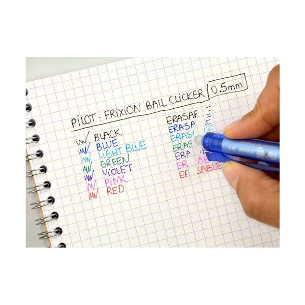 Pilot FriXion Clicker Erasable Retractable Gel Pen Extra Fine Light Blue Box of 12