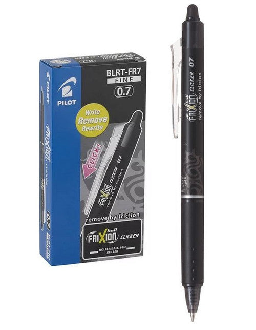 Pilot FriXion Clicker Erasable Retractable Gel Pen Fine Black Box of 12