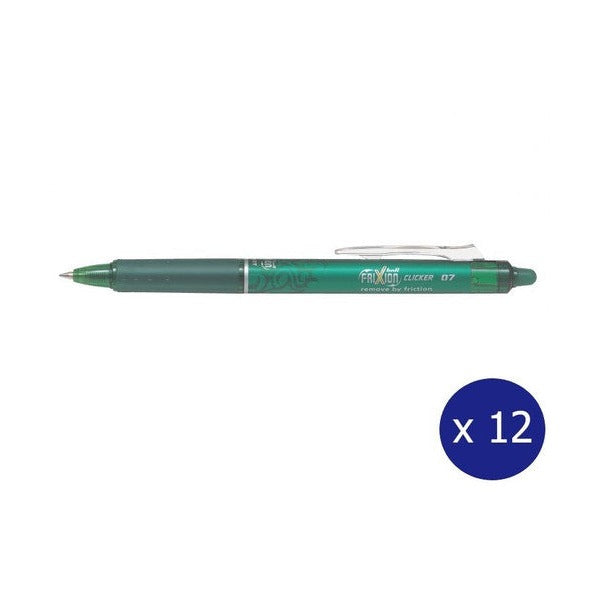 Pilot FriXion Clicker Erasable Retractable Gel Pen Fine Green Box of 12