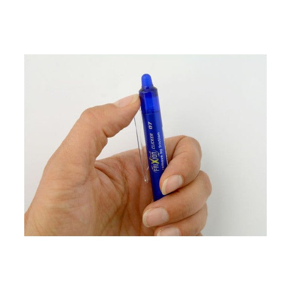 Pilot FriXion Clicker Erasable Retractable Gel Pen Fine Light Blue Box of 12