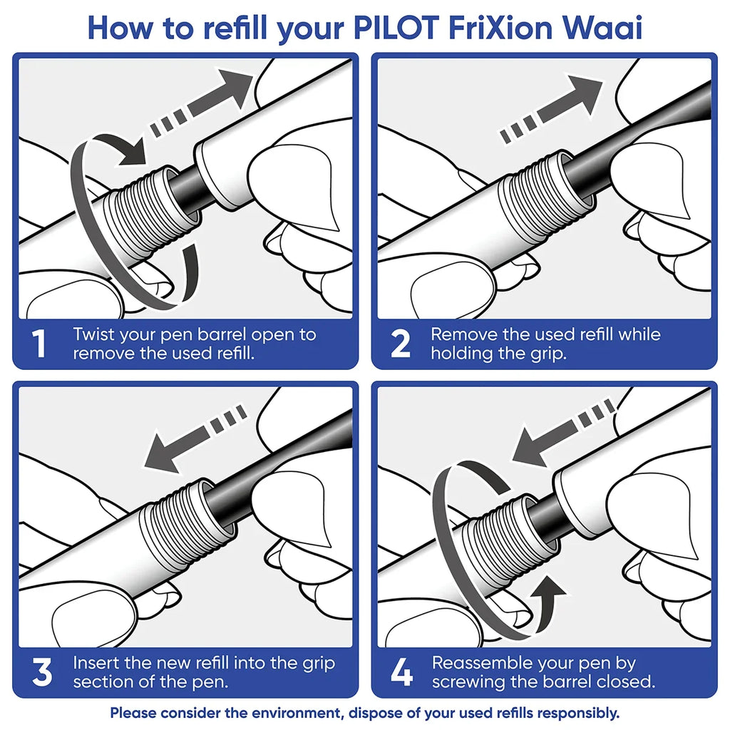 PILOT FriXion Waai Erasable Gel Refill Extra Fine Dry Peach Box of 10