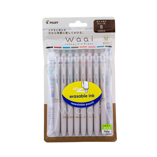 Pilot FriXion Waai Erasable Retractable Gel Pen Pastel Assorted Wallet of 8