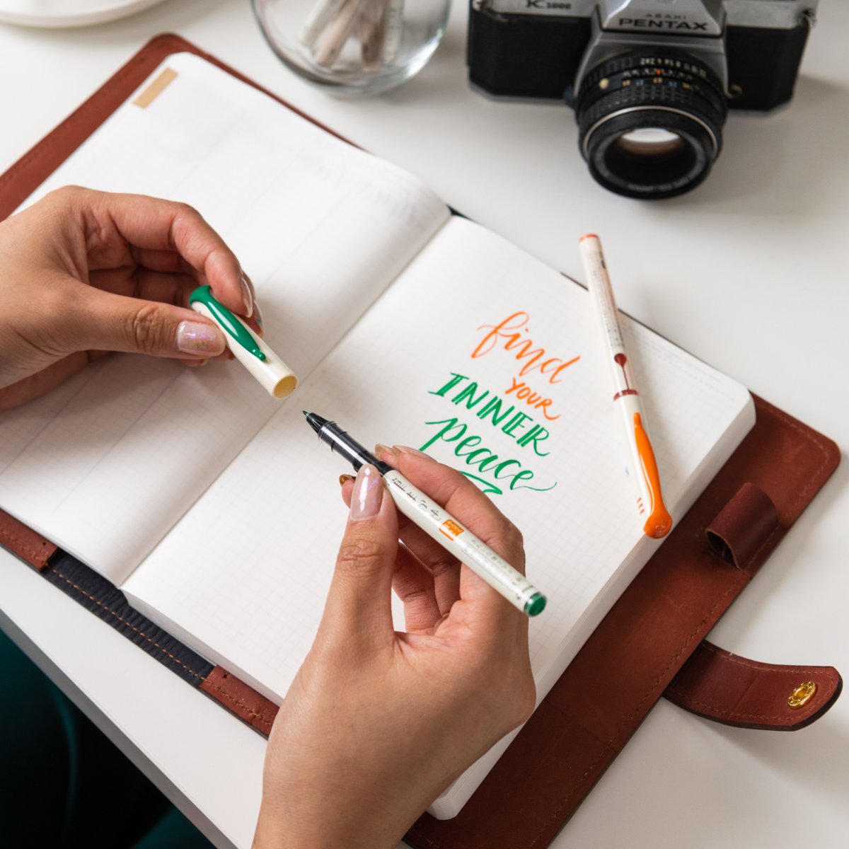 PILOT Fude Makase Brush Pen Orange Box of 5