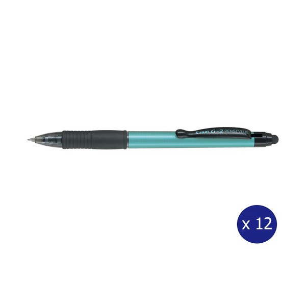 Pilot G-2 Penstylus Gel Pen 0.7mm Light Blue Barrel Black Ink Box of 12