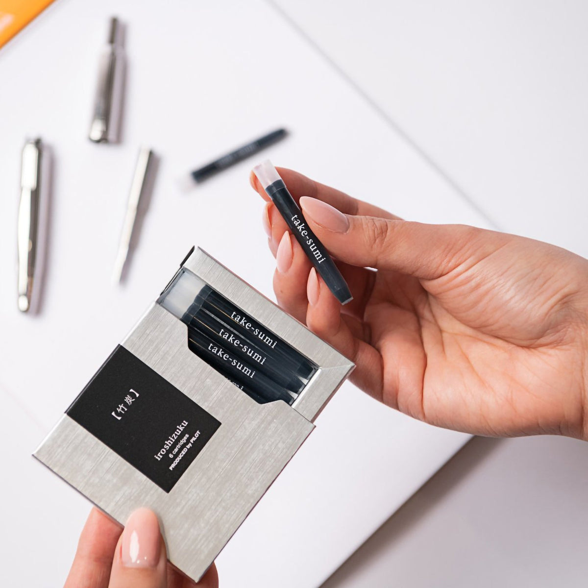 Pilot Iroshizuku Fountain Pen Ink Cartridge Bamboo Charcoal (Take-sumi) Pack 6