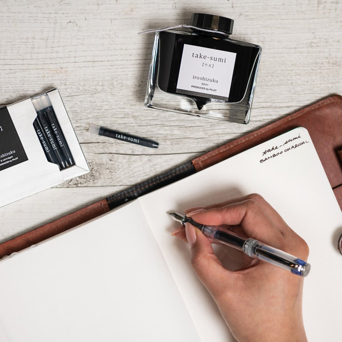 Pilot Iroshizuku Fountain Pen Ink Cartridge Bamboo Charcoal (Take-sumi) Pack 6
