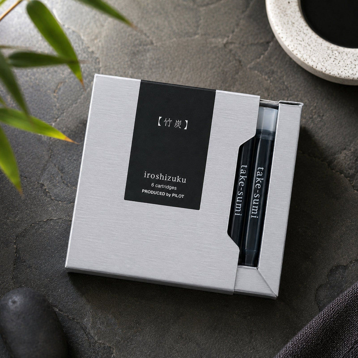 Pilot Iroshizuku Fountain Pen Ink Cartridge Bamboo Charcoal (Take-sumi) Pack 6