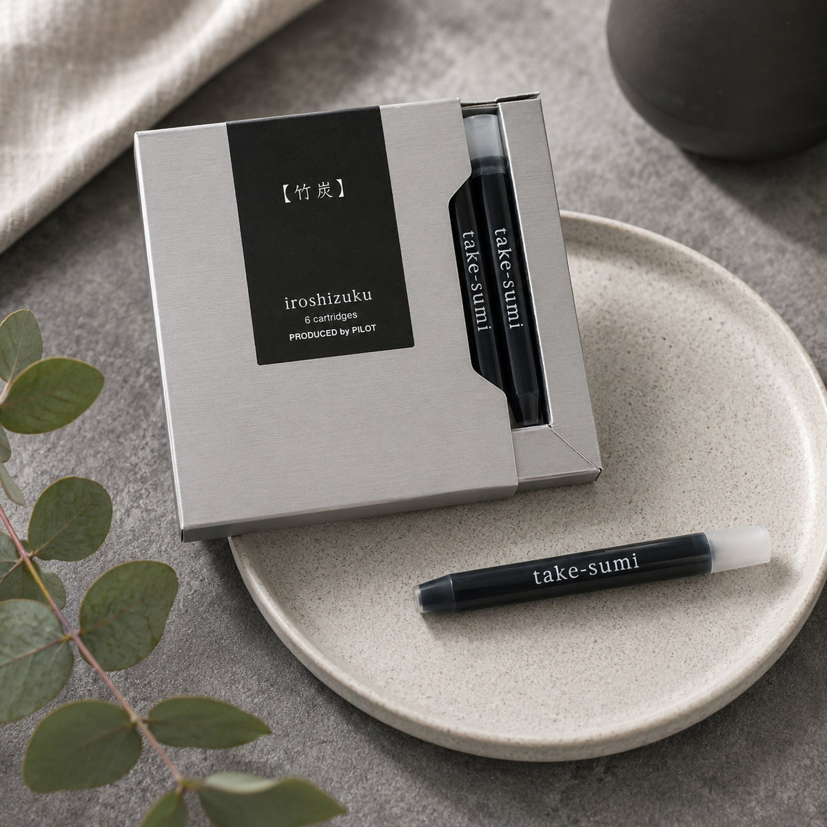 Pilot Iroshizuku Fountain Pen Ink Cartridge Bamboo Charcoal (Take-sumi) Pack 6