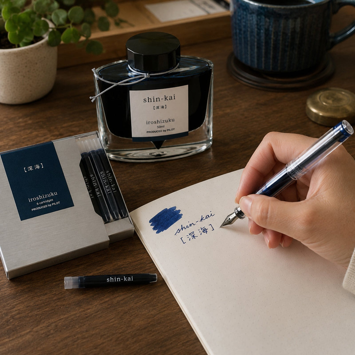 Pilot Iroshizuku Fountain Pen Ink Cartridge Deep Sea (Shin-kai) Pack 6