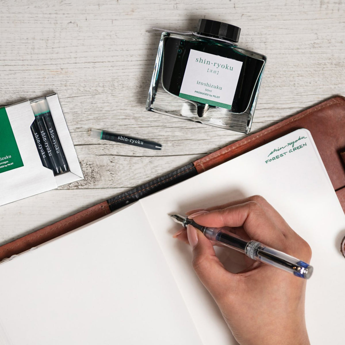 Pilot Iroshizuku Fountain Pen Ink Cartridge Forest Green (Shin-ryoku) Pack 6