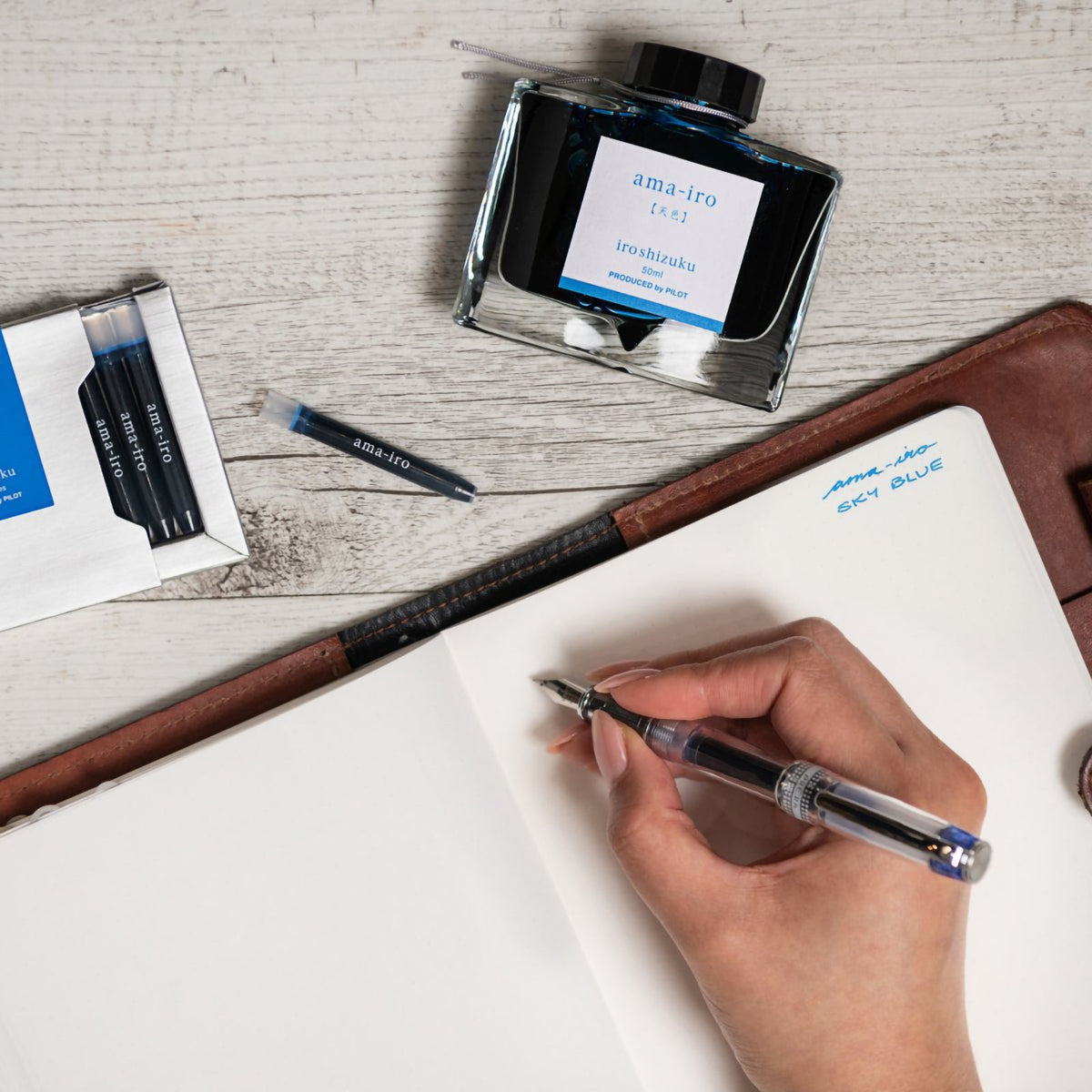 Pilot Iroshizuku Fountain Pen Ink Cartridge Sky Blue (Ama-iro) Pack 6