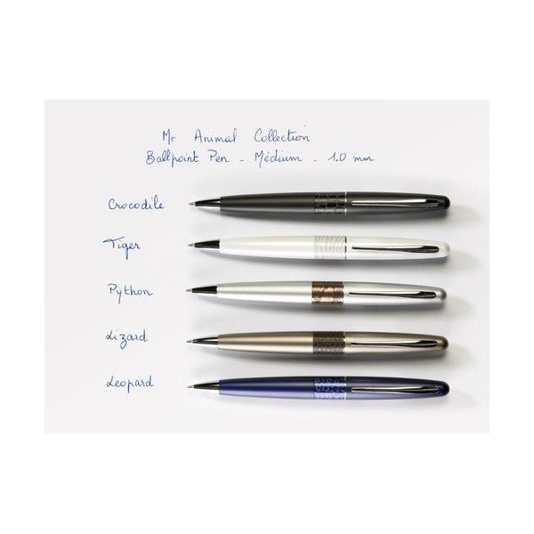 Pilot MR2 Premium Ballpoint Pen Medium Silver Python Barrel Black Ink