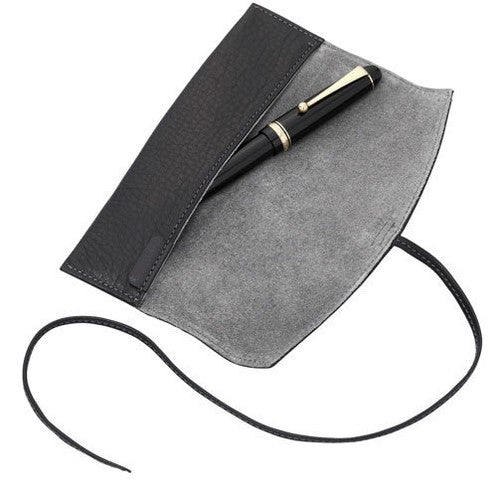 Pilot Pensemble 1 Pen Leather Pouch Roll Black and Grey