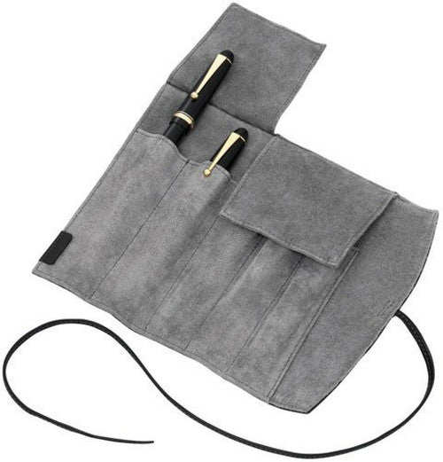 Pilot Pensemble 5 Pen Leather Pouch Roll Black and Grey