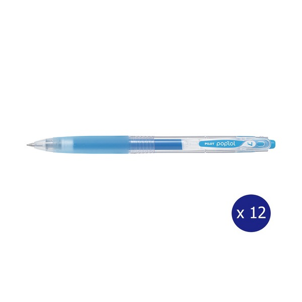 Pilot Poplol Retractable Gel Pen 0.7mm Aqua Blue Box of 12