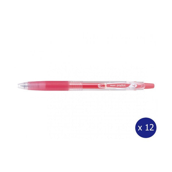 Pilot Poplol Retractable Gel Pen 0.7mm Coral Pink Box of 12