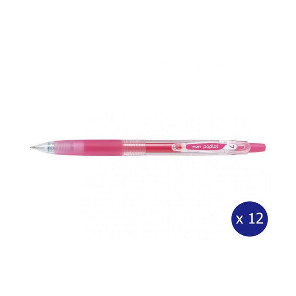 Pilot Poplol Retractable Gel Pen 0.7mm Pink Box of 12