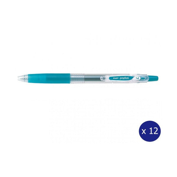 Pilot Poplol Retractable Gel Pen 0.7mm Turquoise Green Box of 12