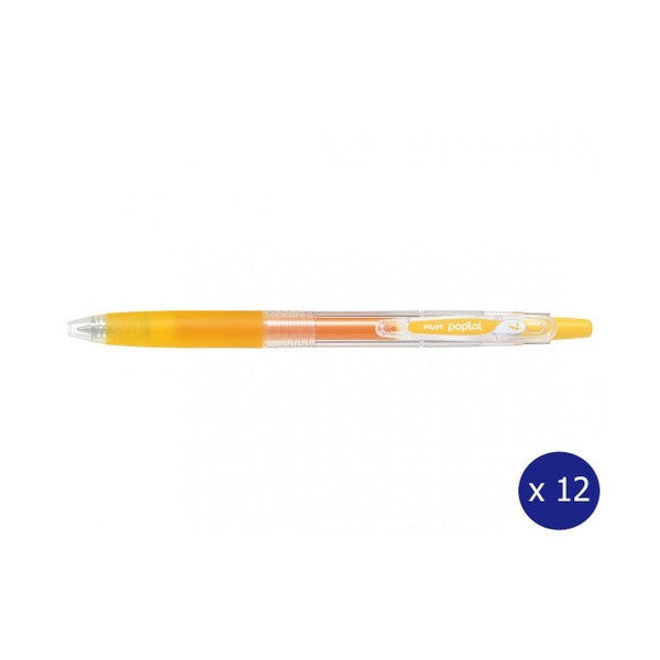 Pilot Poplol Retractable Gel Pen 0.7mm Yellow Box of 12