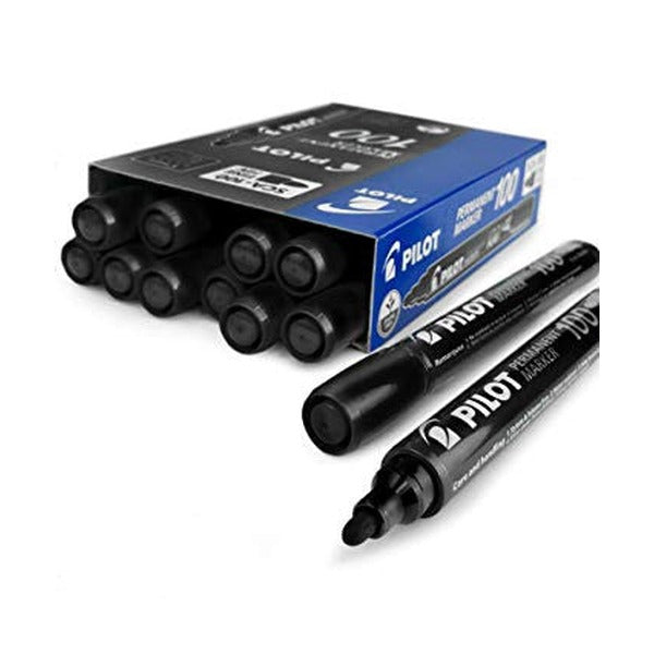 Pilot SCA-100 Permanent Marker Bullet Fine Black Box of 12