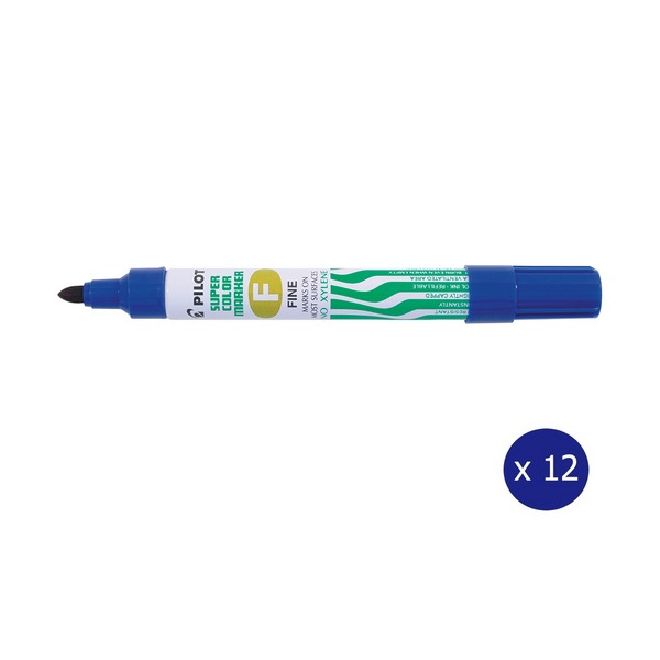 Pilot Super Colour Permanent Marker Bullet Fine Blue Box of 12