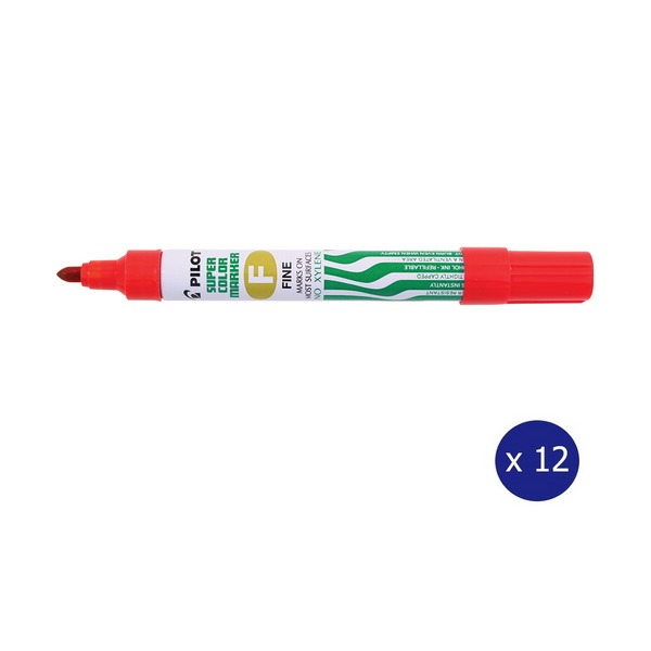 Pilot Super Colour Permanent Marker Bullet Fine Red Box of 12