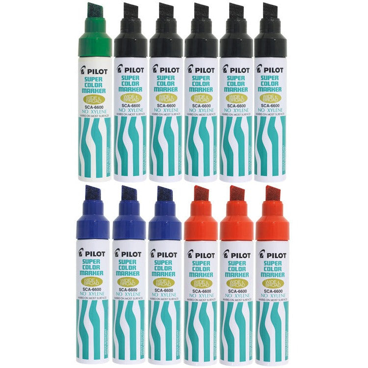 Pilot Super Colour Permanent Marker Chisel Jumbo Assorted Box of 12
