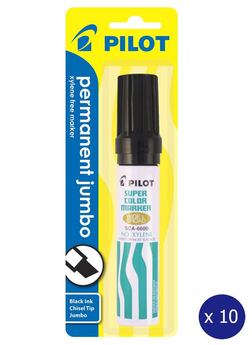 Pilot Super Colour Permanent Marker Chisel Jumbo Black Box of 10