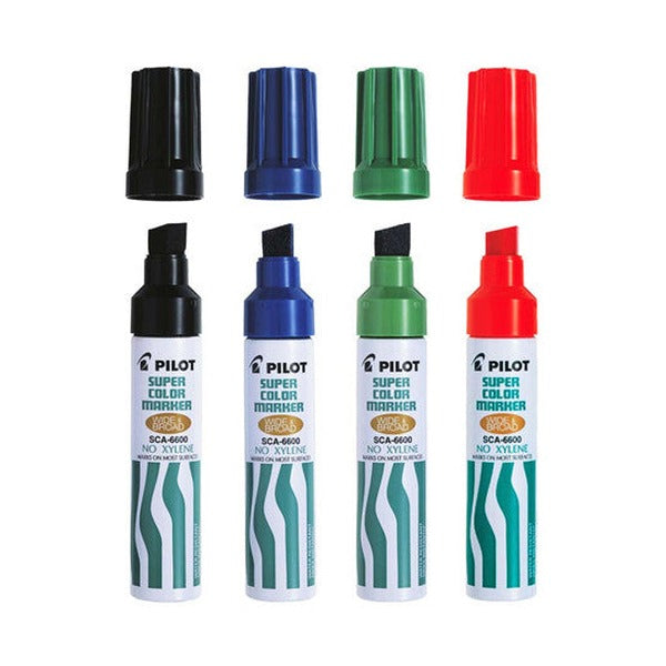Pilot Super Colour Permanent Marker Chisel Jumbo Black Box of 12