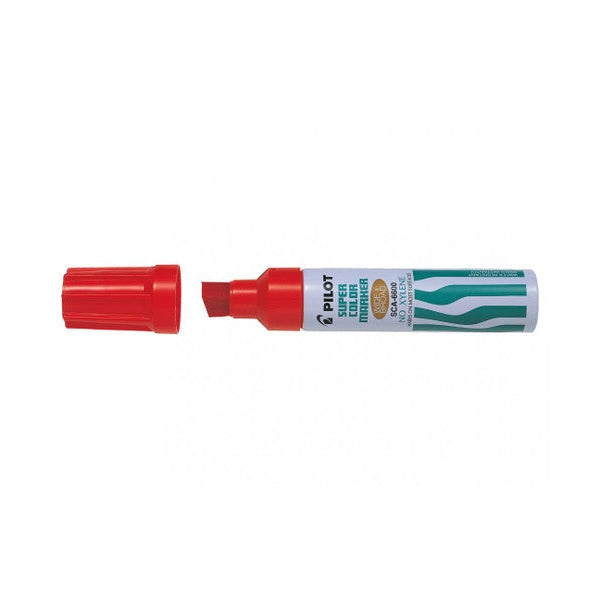 Pilot Super Colour Permanent Marker Chisel Jumbo Red Box of 12